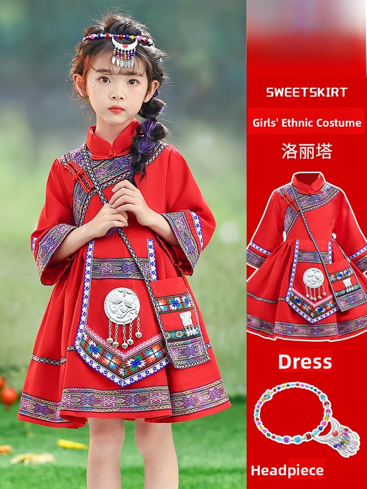 Ethnic Clothing & Online Fashion Store Khaadi Us - Girls Ethnic Yao Performance Clothes Kindergarten