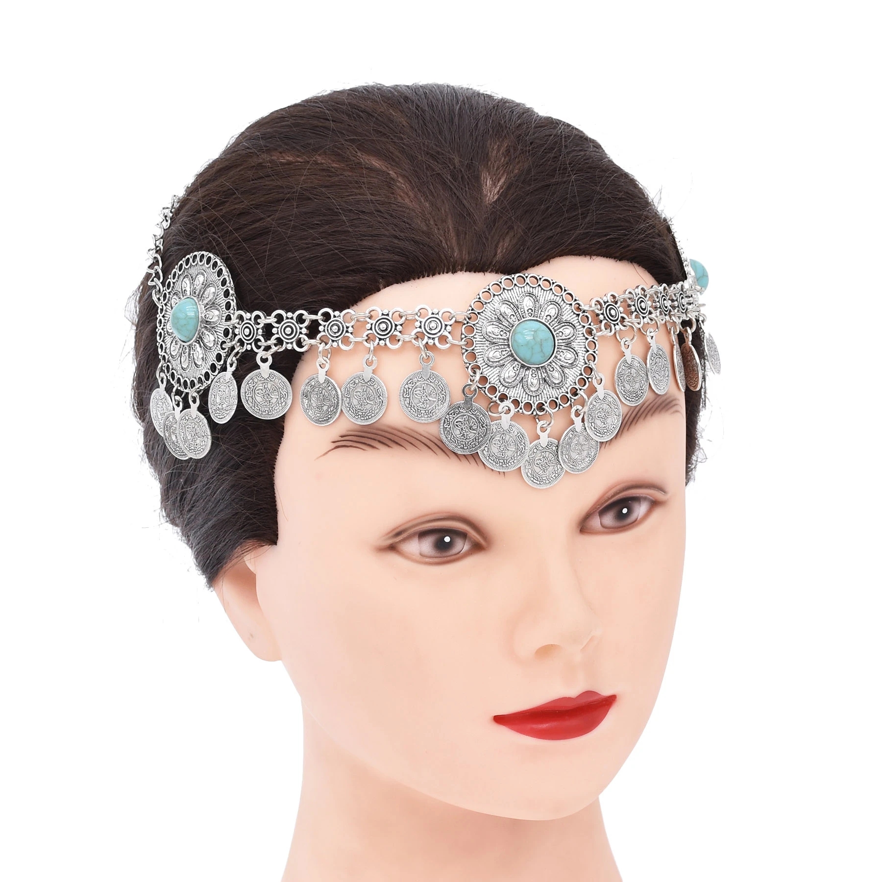 Ethnic Fashion Pakistan - 3 Large Flower Retro Coin Forehead