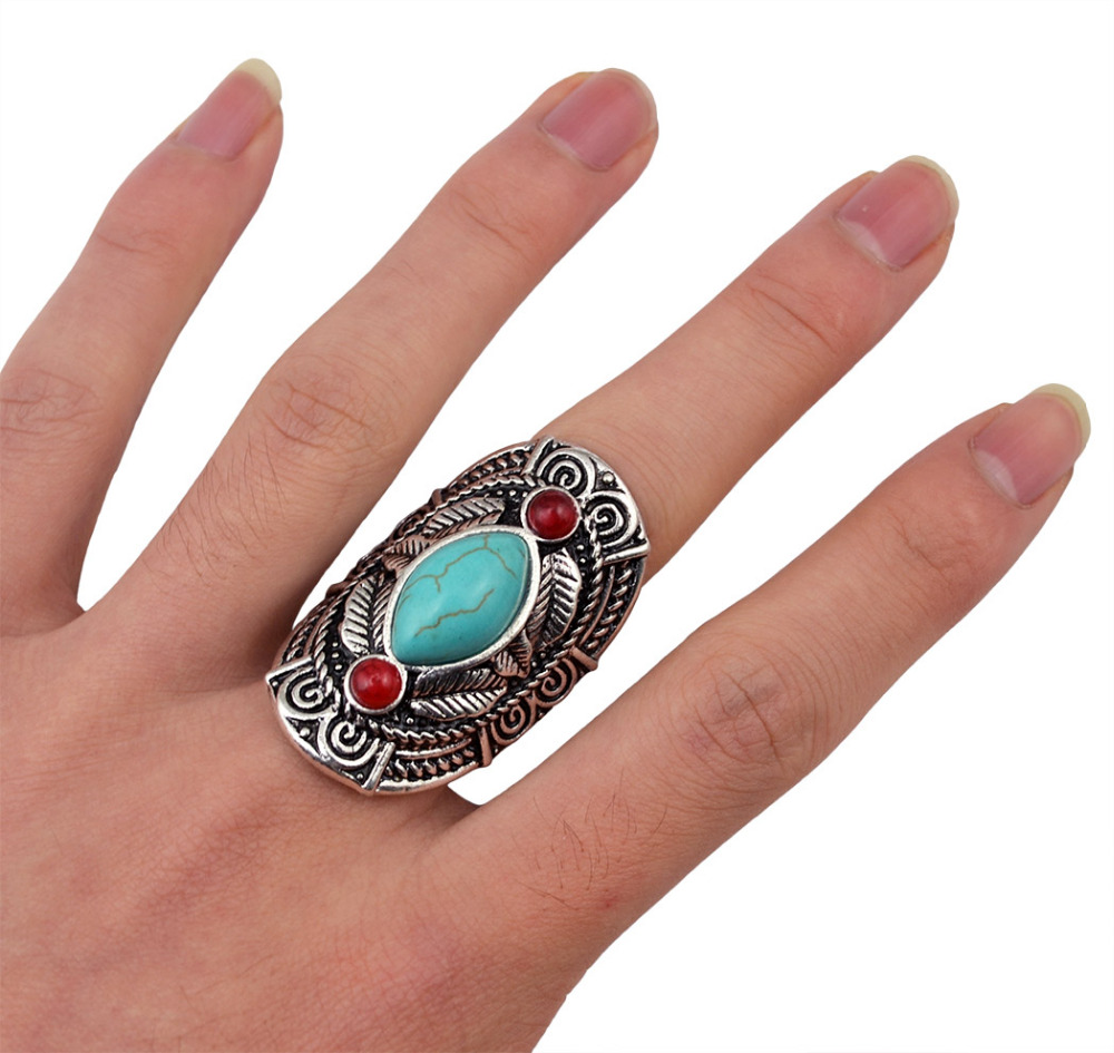 Boho Ethnic Tibet Turquoise Ri - Ethnic Fashion Pakistan 리뷰 및 가격