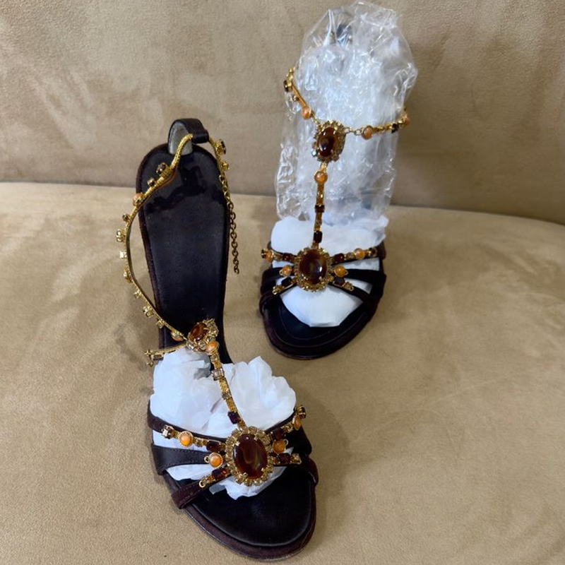 Rhinestone Open Toe Cross Stra - Ethnic Modern Fashion 리뷰 및 가격
