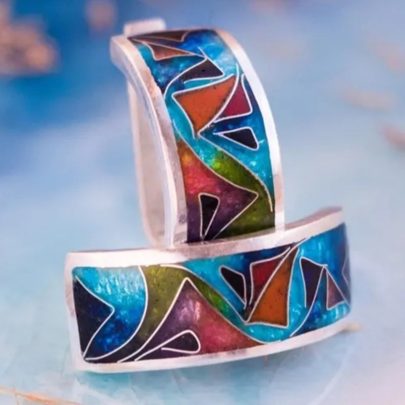 Ethnic Silver Color Enamel Hoo - Ethnic Fashion Wear For Women 리뷰 및 가격