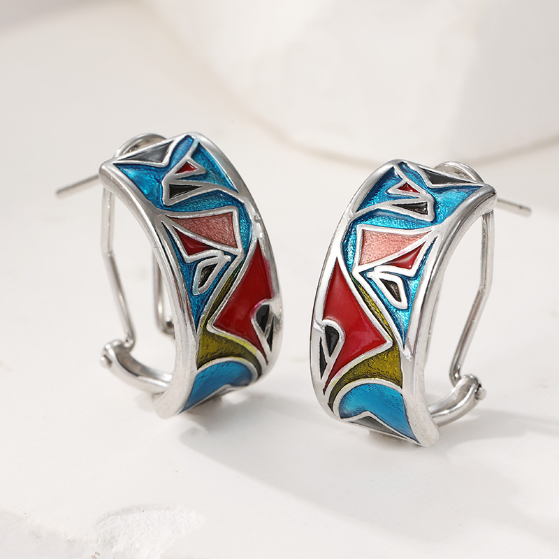 Ethnic Silver Color Enamel Hoo - Ethnic Fashion Wear For Women 리뷰 및 가격