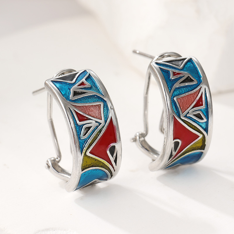 Ethnic Silver Color Enamel Hoo - Ethnic Fashion Wear For Women 리뷰 및 가격