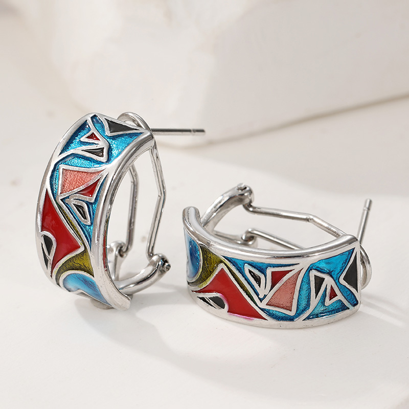 Ethnic Silver Color Enamel Hoo - Ethnic Fashion Wear For Women 리뷰 및 가격