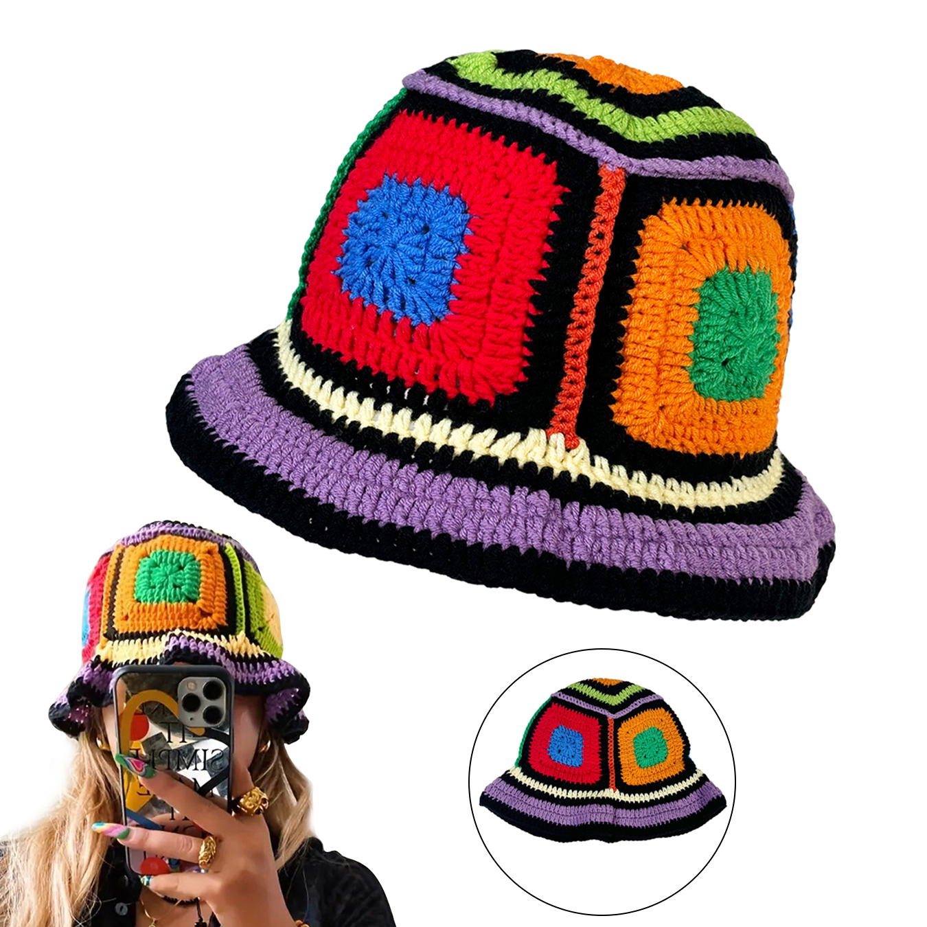 Purple-Edged Zuma Hat, Hand-Kn - Ethnic Wear Fashion Designer 리뷰 및 가격