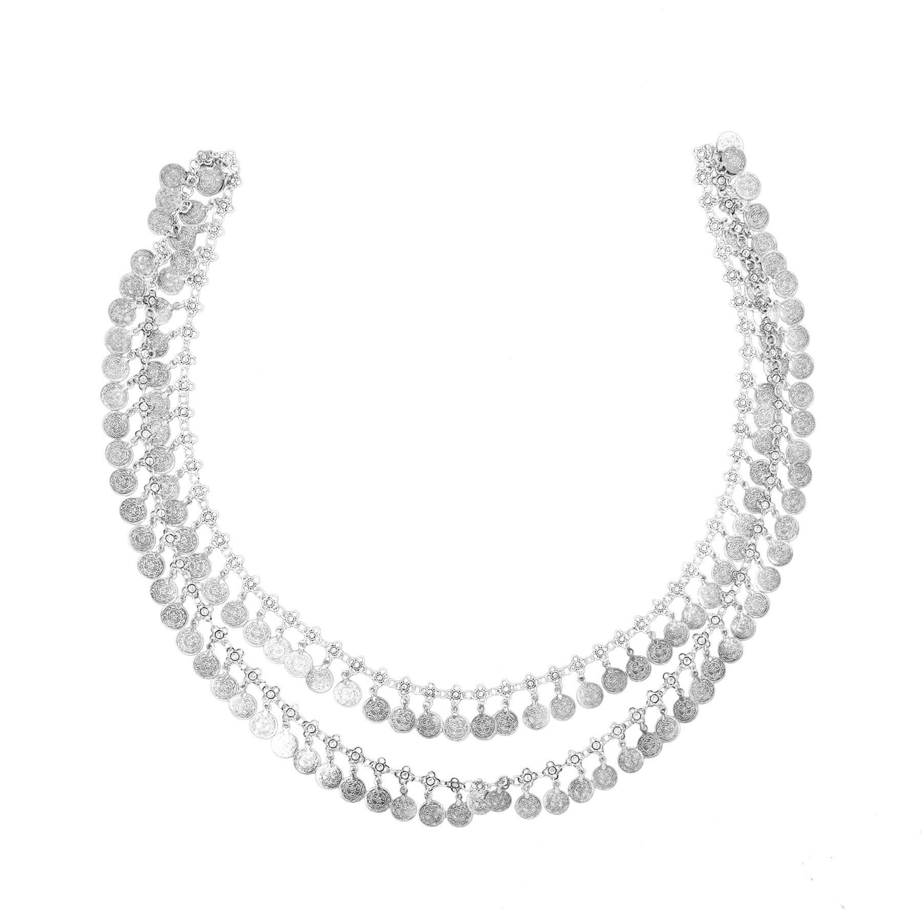 Silvery Alloy Coins Tassel Sho - Ethnic Fashion Pakistan 리뷰 및 가격