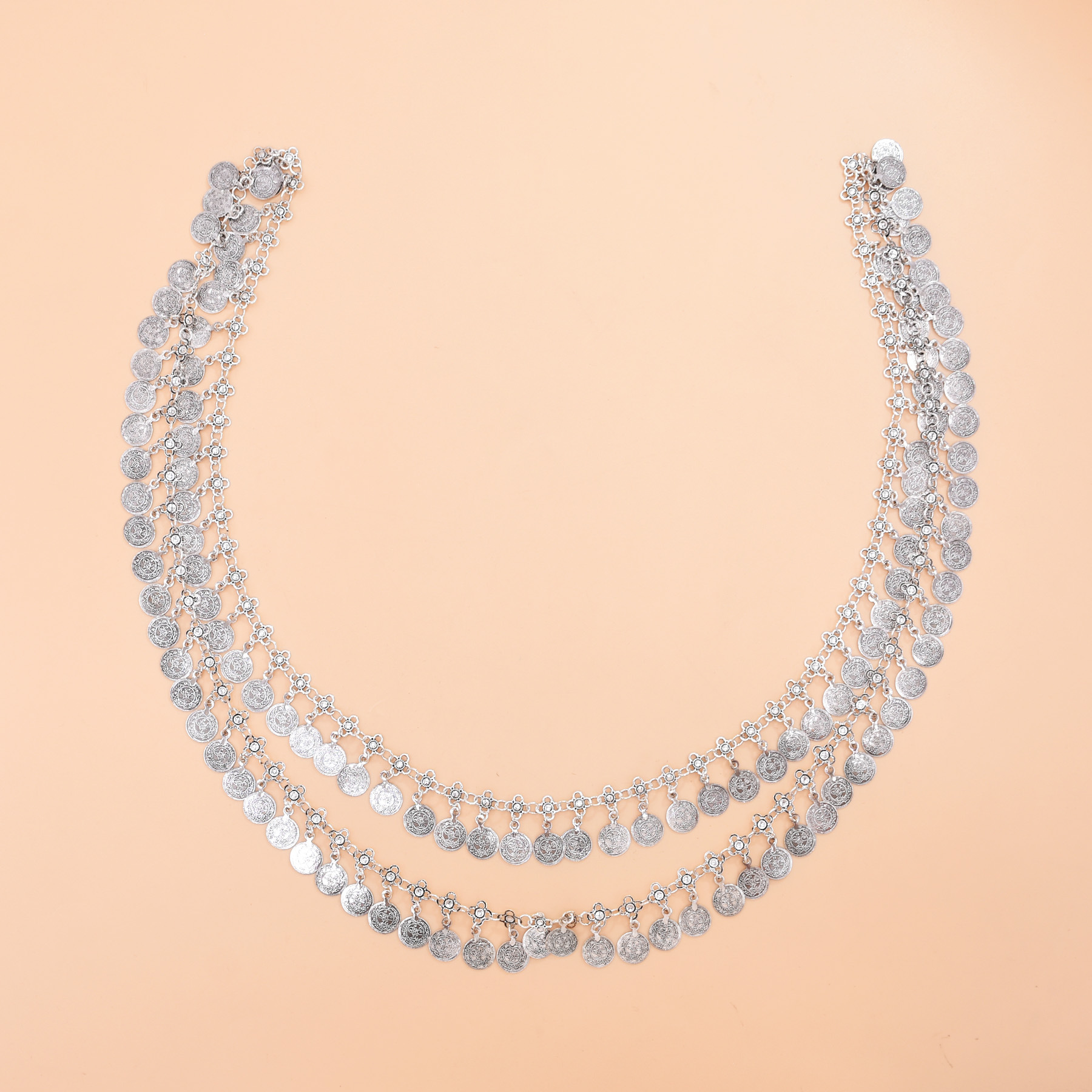 Silvery Alloy Coins Tassel Sho - Ethnic Fashion Pakistan 리뷰 및 가격
