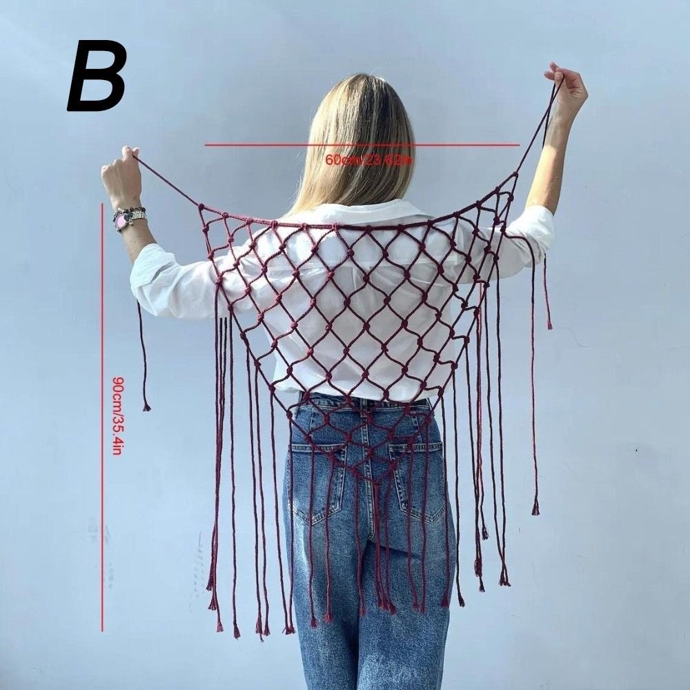 Bohemian Netted Fringe Scarf S - Ethnic Fashion Designers 리뷰 및 가격
