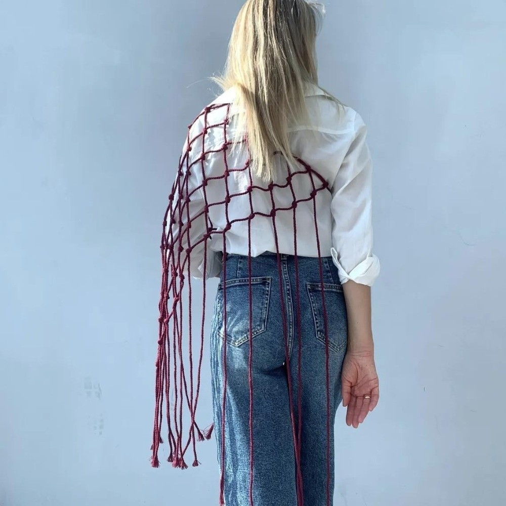Bohemian Netted Fringe Scarf S - Ethnic Fashion Designers 리뷰 및 가격