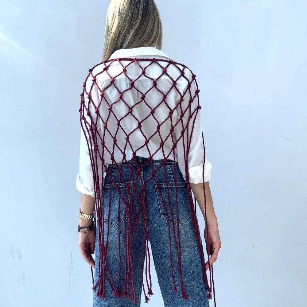 Bohemian Netted Fringe Scarf S - Ethnic Fashion Designers 리뷰 및 가격
