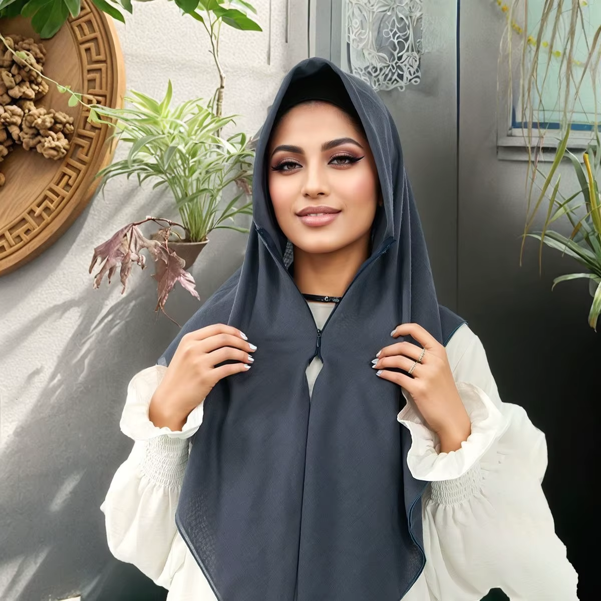 Zipper Design Muslim Hijab Sol - Ethnic Fashion Designers 리뷰 및 가격