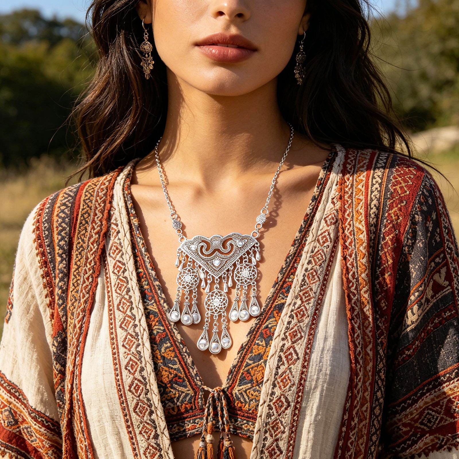 Ethnic Hollow Geometry Pendant - Ethnic Fashion Pakistan 리뷰 및 가격